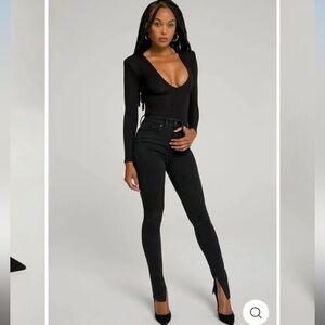 Good American Good Waist Long Slit Outseam - Black Size 2